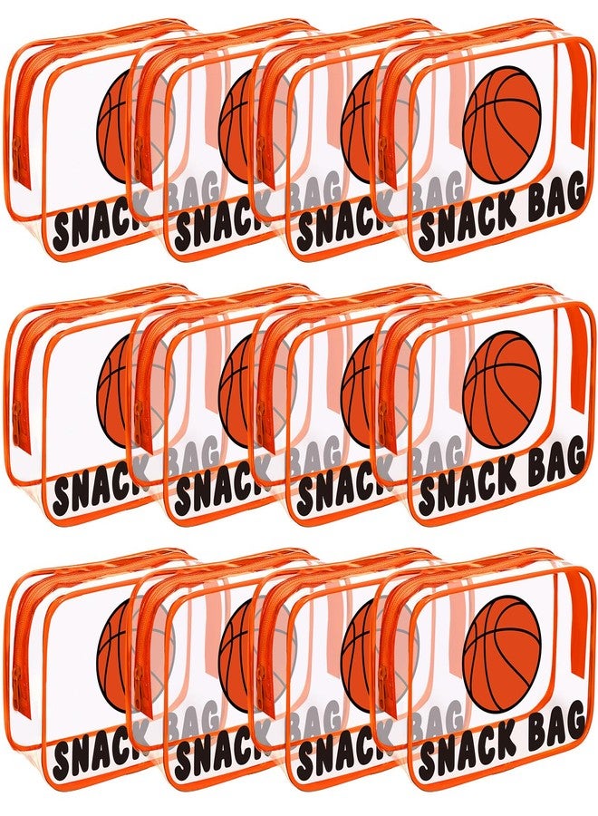 Yeyeplum 12 Pcs Basketball Snack Bags for Team Gifts Basketball Goodie Treat Candy Pouch Bags Clear PVC Waterproof with Zipper Party Favors for Team Ground Birthday Gifts Sport Supplies - Image 1